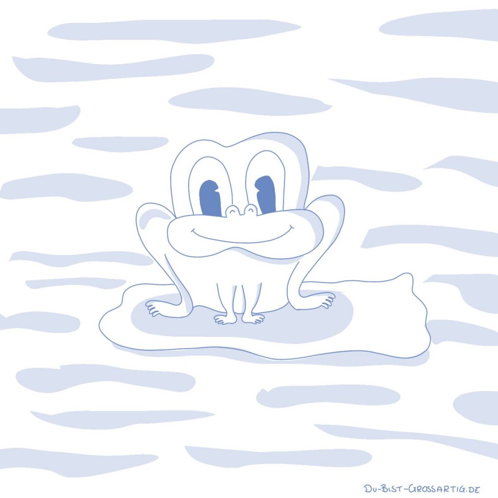 Ein Frosch in einem Teich auf einem Seerosenblatt